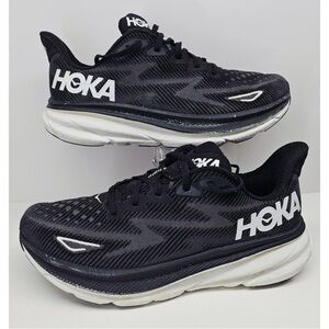 Hoka Clifton 9 Walking Running Sneakers Shoes black & white Mens Size 13 (2E)